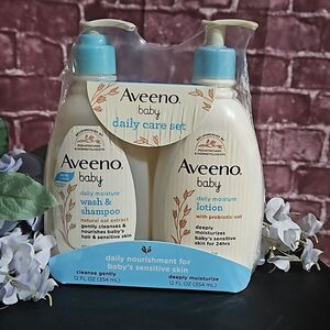 Aveeno Baby Daily Care Set Daily Moisture Wash, Shampoo & Lotion NWT 12 oz